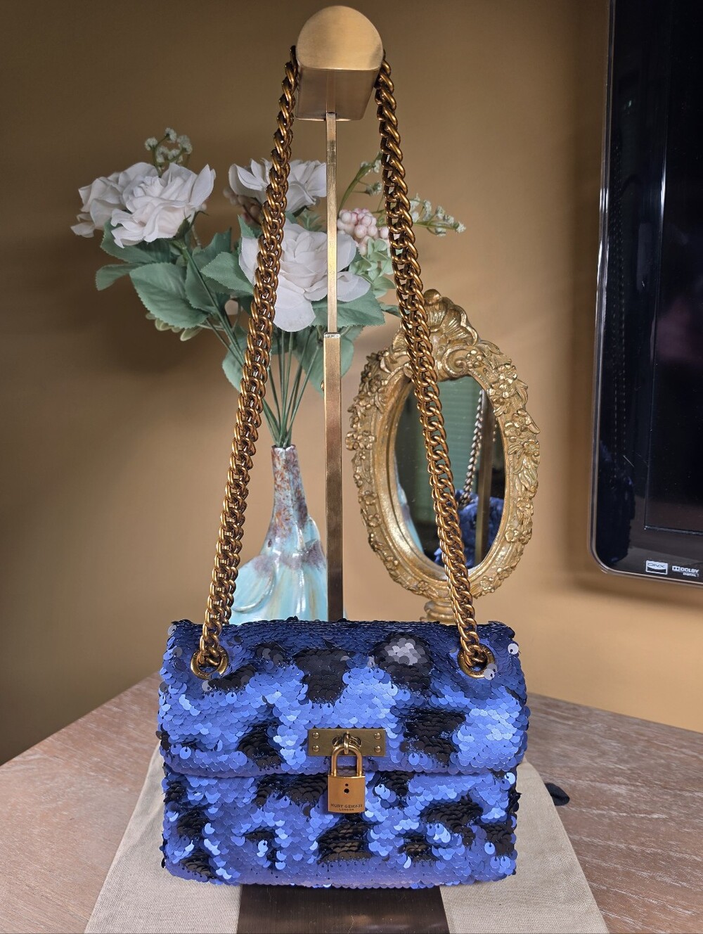 Kurt Geiger Brixton Sequin Crossbody w/ Gold Chain (Retail $295)
